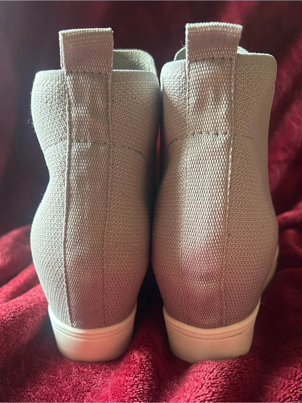 MIA Leesa Light Gray Knit Wedge Slip-On Booties Size 7.5